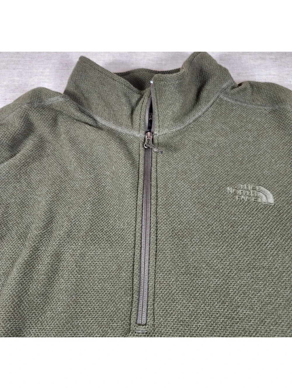 The North Face Men's Green 1/4 Zip Knit Fleece Pullover Hiking Outdoors Size XL